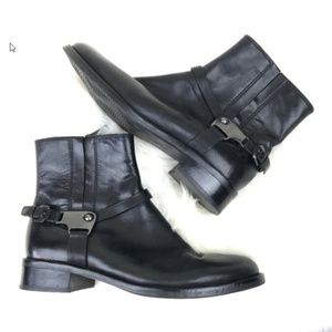 ecco leather ankle moto booties